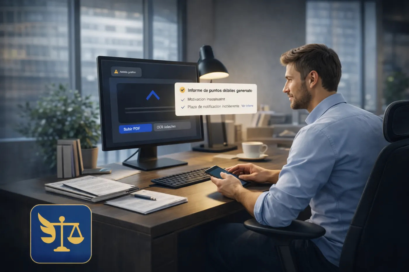 Persona revisando el informe en pantalla (ejemplo)